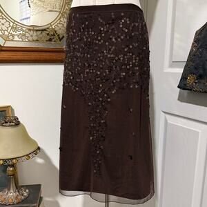 NWOT Y2K Shear Shapewear Dark Brown Mesh Sequin Skirt w Shapewear Shorts L
